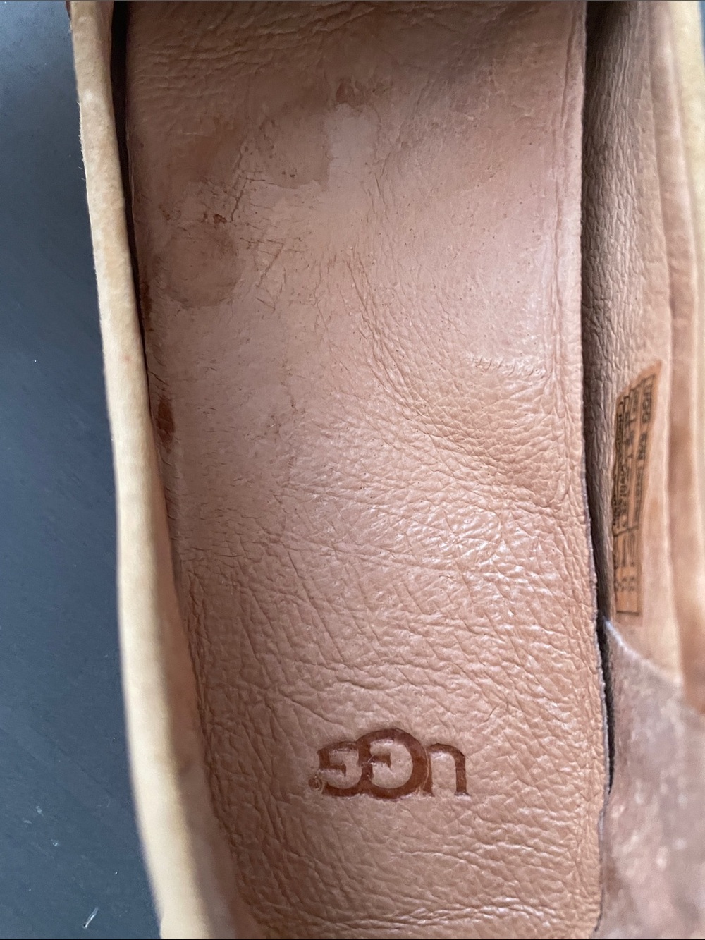 UGG Tan Suede Slip-On Loafers with Leather Strap - Picture 9 of 9